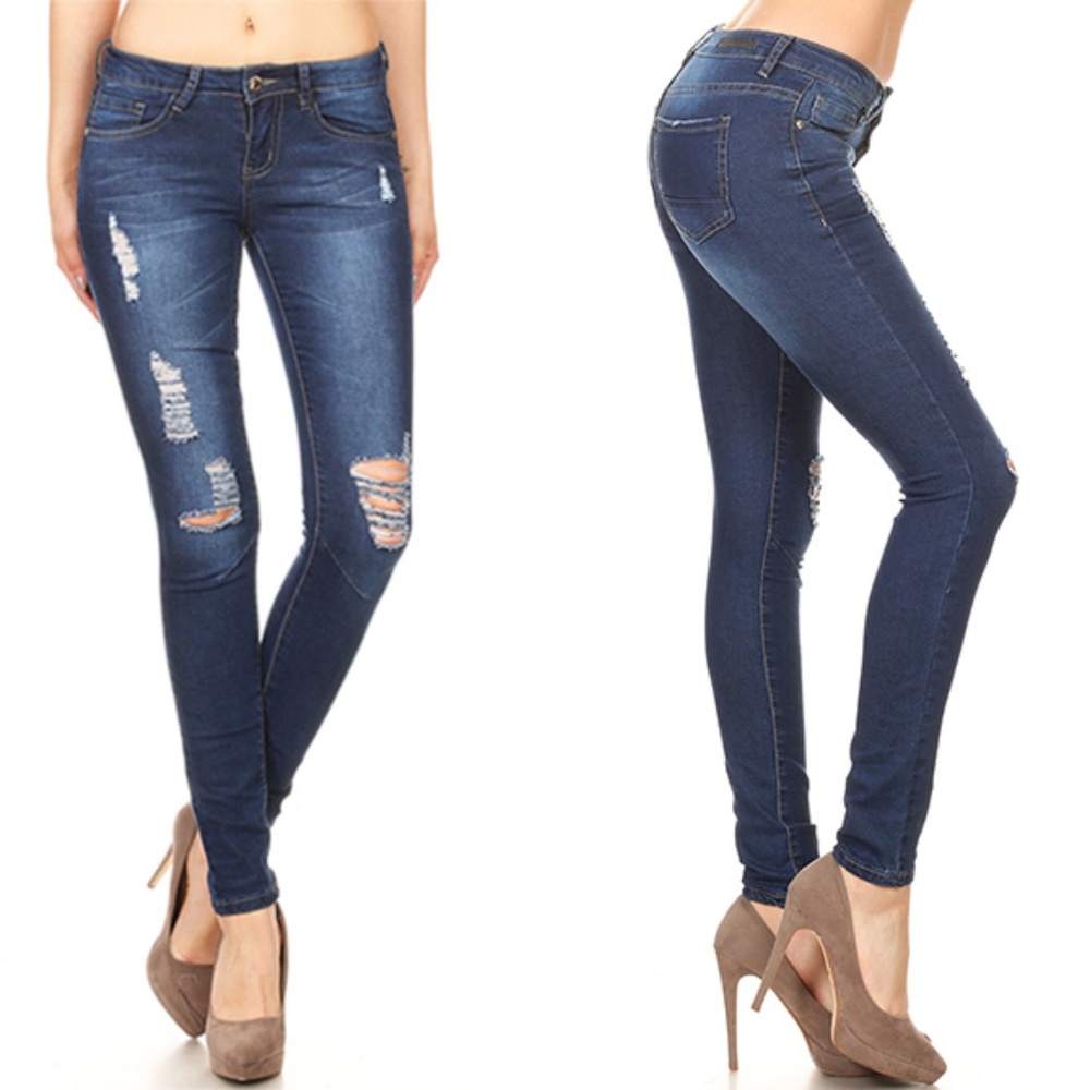 *CLEARANCE* Slim Fit Skinny Distressed Jeans
